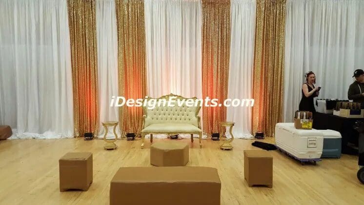 Elegant event seating with warm lighting and neutral tones.